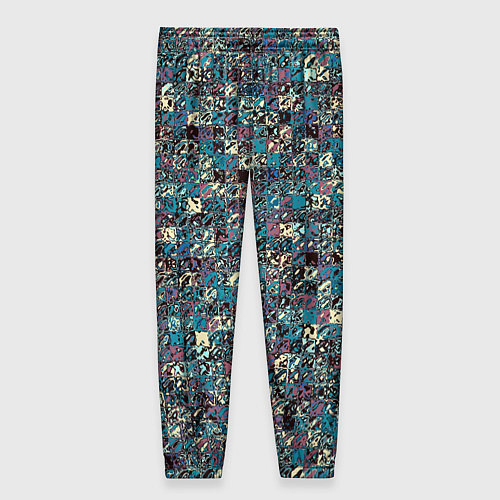 Женские брюки Бордово-голубой квадратный паттерн / 3D-принт – фото 2