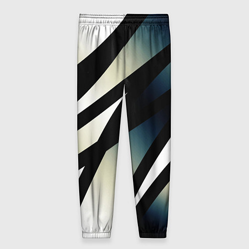 Женские брюки Чёрно-белый с синим затемнением полосы / 3D-принт – фото 2