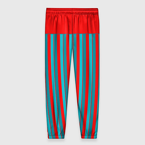 Женские брюки Красно синий комбинированный узор с полосами / 3D-принт – фото 2