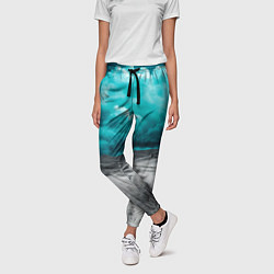 Брюки женские Монохромное поле и сине-зеленое небо - природный п, цвет: 3D-принт — фото 2