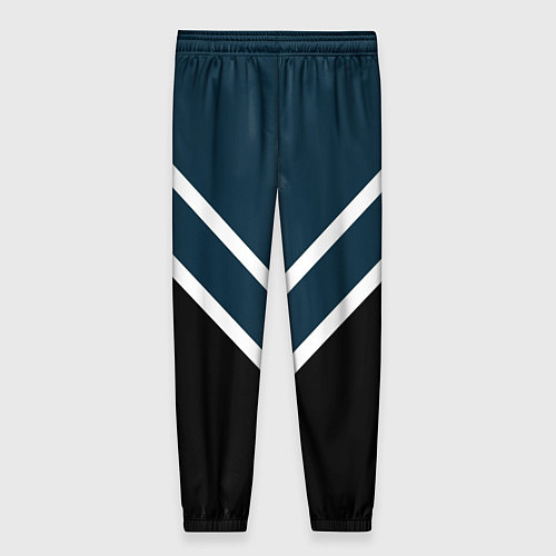 Женские брюки Синий с чёрным и белые полосы / 3D-принт – фото 2