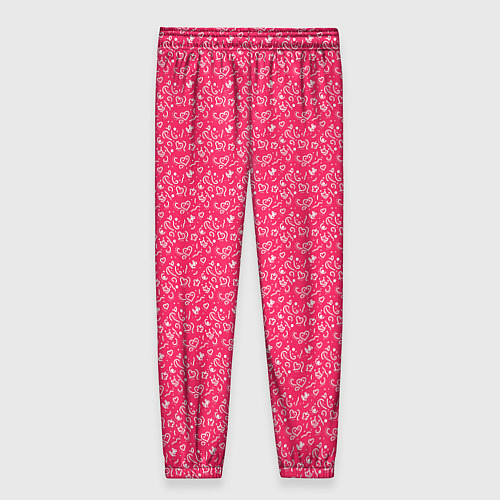 Женские брюки Розовый паттерн с маленькими сердечками / 3D-принт – фото 2