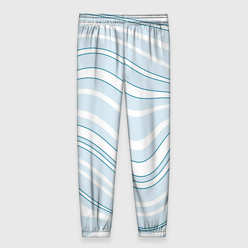 Женские брюки Светлый бело-голубой волнистые полосы / 3D-принт – фото 2