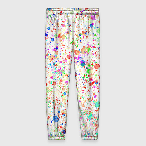 Женские брюки Белый с разноцветными брызгами / 3D-принт – фото 2