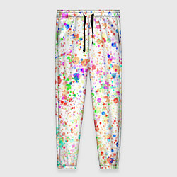 Брюки женские Белый с разноцветными брызгами, цвет: 3D-принт