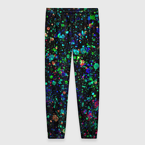 Женские брюки Чёрный с брызгами сине-зелёными абстракция / 3D-принт – фото 2