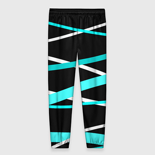 Женские брюки Чёрный с бело-голубыми полосами / 3D-принт – фото 2