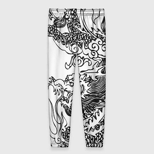 Женские брюки Татуировка дракона на белом / 3D-принт – фото 2