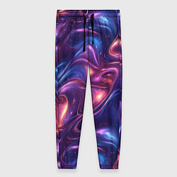 Брюки женские Абстрактные волны и завитки - сине-фиолетовый патт, цвет: 3D-принт