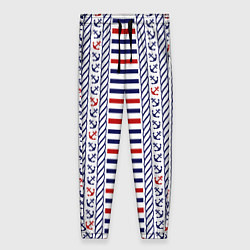 Женские брюки Полосатый морской орнамент с якорями