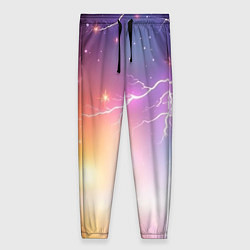 Брюки женские Магический фон с молниями и звездами, цвет: 3D-принт