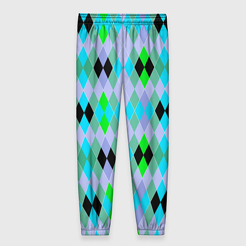 Женские брюки Геометрический узор с разноцветными ромбами / 3D-принт – фото 2