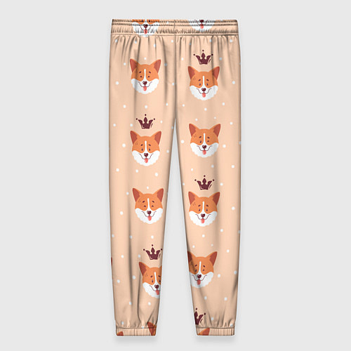 Женские брюки Паттерн с милыми мордочками собак породы корги / 3D-принт – фото 2
