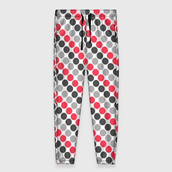 Брюки женские Красный и серый горошек ретро, цвет: 3D-принт