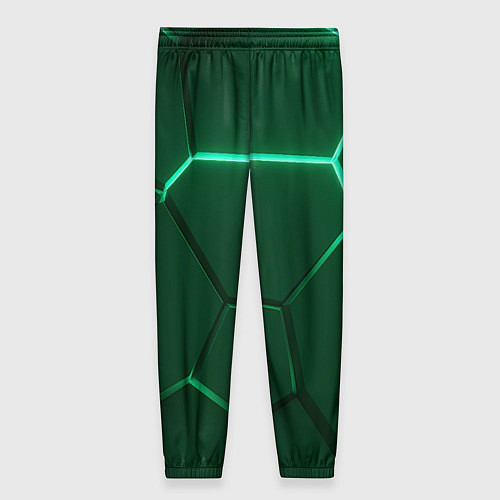 Женские брюки Зеленые плиты с неоном / 3D-принт – фото 2