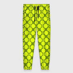 Брюки женские Желто зеленый неоновый узор ретро в горох, цвет: 3D-принт