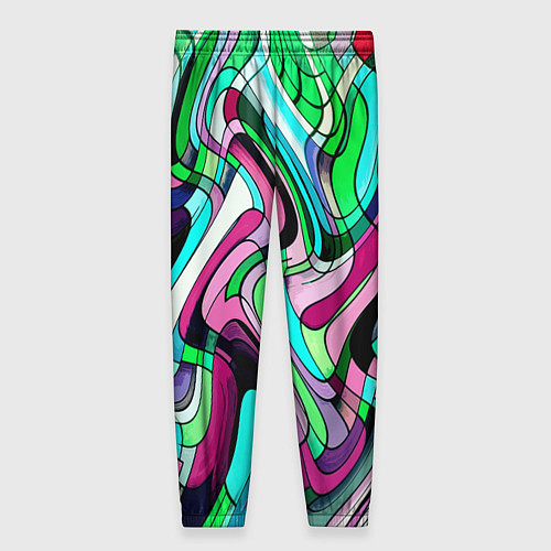 Женские брюки Зелёно-розовый искажённая абстракция / 3D-принт – фото 2