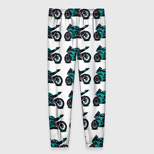Женские брюки Motorbike light blue / 3D-принт – фото 2