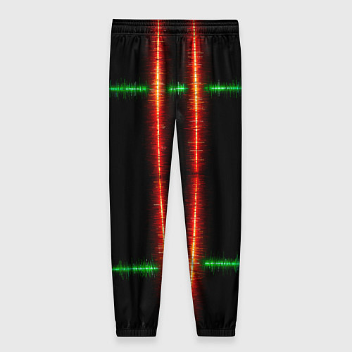 Женские брюки Color black green red lines / 3D-принт – фото 2