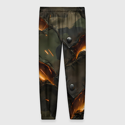 Женские брюки Порванная камуфляжная ткань с огнем / 3D-принт – фото 2