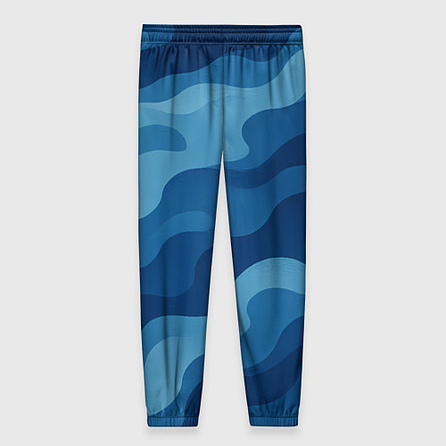 Женские брюки Синие волнистые линии в виде камуфляжа / 3D-принт – фото 2