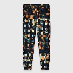Женские брюки Тёмный синий с оранжевым кубики абстракция