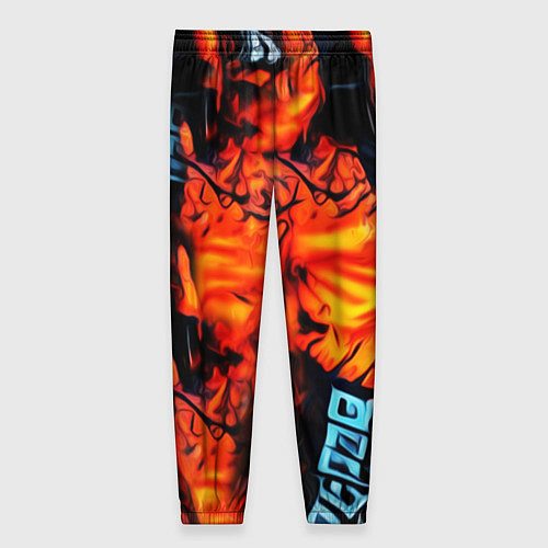 Женские брюки Абстрактная текстура рыжего пламени / 3D-принт – фото 2