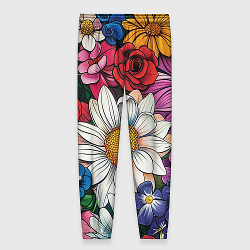Женские брюки Крупные цветы / 3D-принт – фото 2