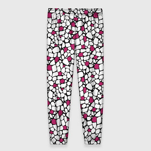 Женские брюки Мелкий красно белый мозаичный узор на черном / 3D-принт – фото 2