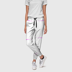 Брюки женские Color white blue pink stripes, цвет: 3D-принт — фото 2