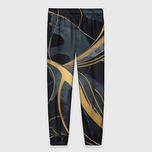 Женские брюки Мраморный узор с золотыми полосками / 3D-принт – фото 2