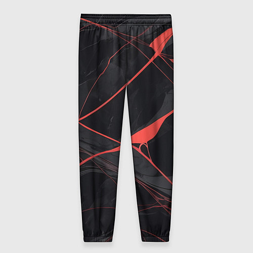 Женские брюки Текстура мрамора с красными полосками / 3D-принт – фото 2