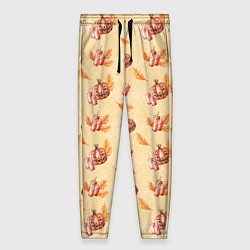 Женские брюки Хеллоуин с тыквой и листьями