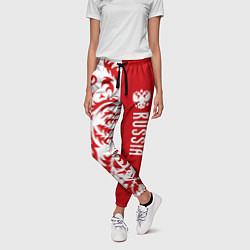 Брюки женские Россия - красная хохлома, цвет: 3D-принт — фото 2