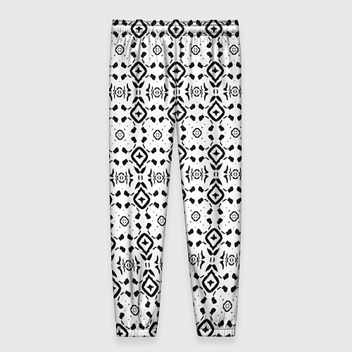 Женские брюки Черно-белый абстрактный узор / 3D-принт – фото 2