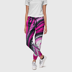 Брюки женские Розово белая абстракция, цвет: 3D-принт — фото 2