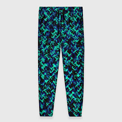 Женские брюки Сине-зелёный абстрактный паттерн