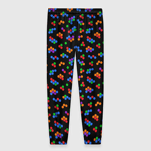 Женские брюки Разноцветные детали мозаики на черном / 3D-принт – фото 2