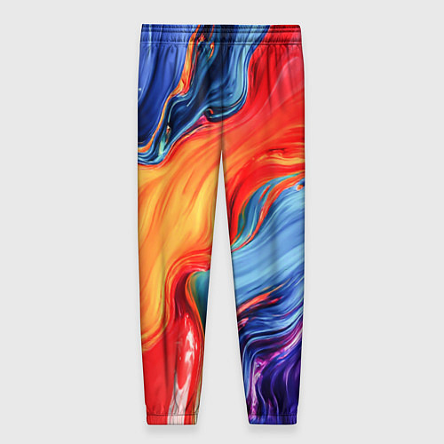 Женские брюки Красно-синие масляные краски смешение абстракция / 3D-принт – фото 2