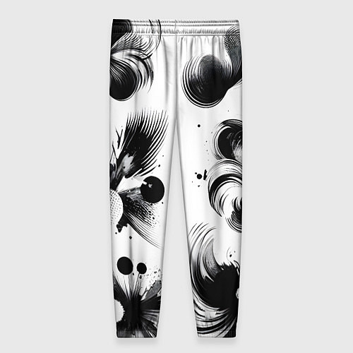 Женские брюки Чёрно-белая абстракция нейроарт / 3D-принт – фото 2