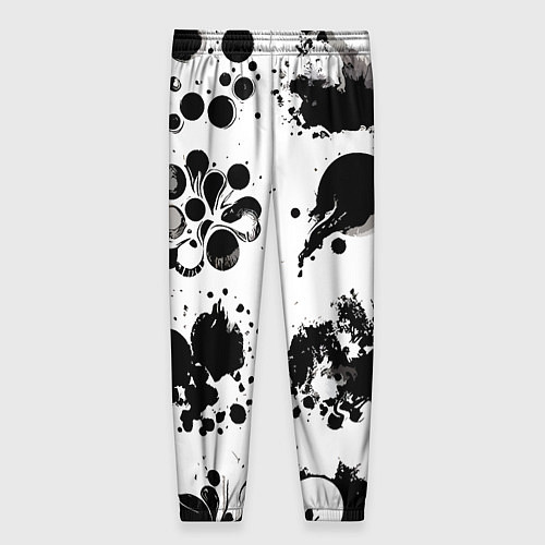 Женские брюки Чёрно-белые кляксы - абстракция / 3D-принт – фото 2