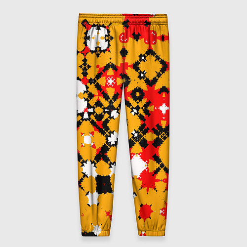Женские брюки Красно-желтая геометрическая абстракция / 3D-принт – фото 2