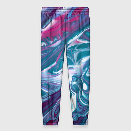 Женские брюки Абстракция бело сине красный мрамор / 3D-принт – фото 2