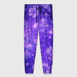 Брюки женские Цветочный индиго с искрами, цвет: 3D-принт