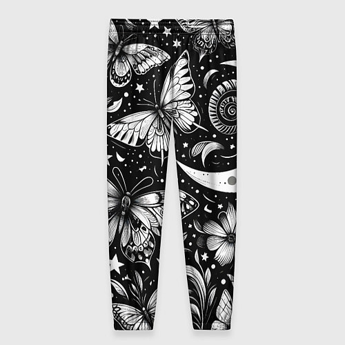 Женские брюки Паттерн из бабочек цветов и луны - нейроарт / 3D-принт – фото 2