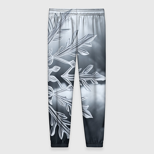 Женские брюки Снежинка на черно белое / 3D-принт – фото 2