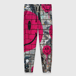Женские брюки Розовые смайлы граффити