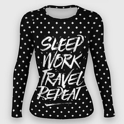 Рашгард женский Sleep Work Travel Repeat, цвет: 3D-принт