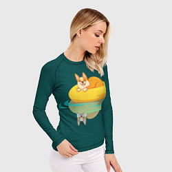 Рашгард женский Корги на пончике, цвет: 3D-принт — фото 2