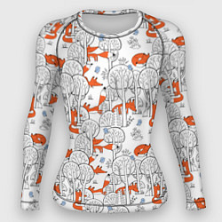 Рашгард женский Лисички в зимнем лесу, цвет: 3D-принт